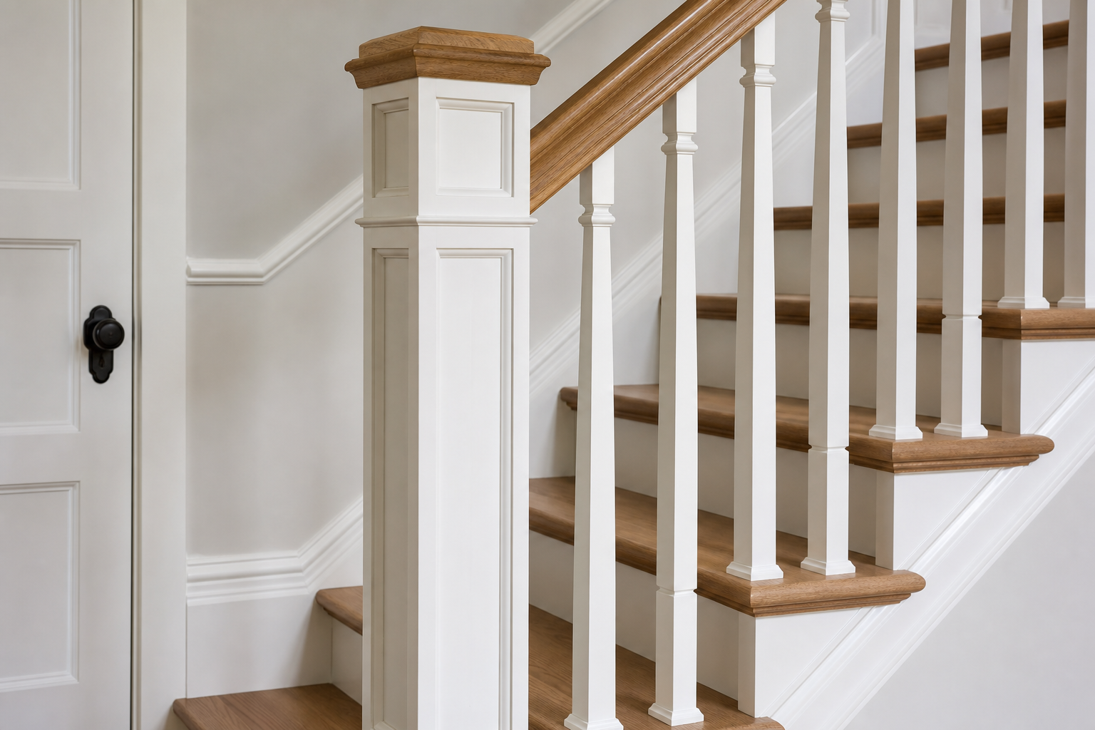 Finished staircase and railing detail