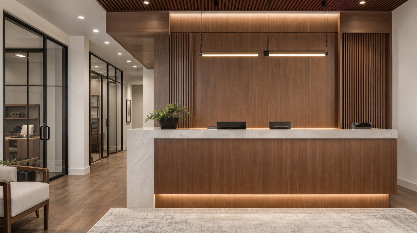 Commercial reception millwork and casework